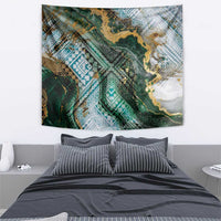 Polynesian Tribal Tattoo Tapestry Green Marble Pattern