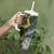 Polynesian Tribal Tattoo Tumbler With Handle Green Marble Pattern