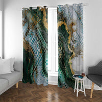 Polynesian Tribal Tattoo Window Curtain Green Marble Pattern