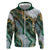 Polynesian Tribal Tattoo Zip Hoodie Green Marble Pattern