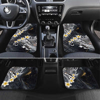 Polynesian Tribal Tattoo Car Mats Plumeria Black Gold Marble Pattern