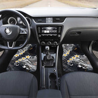 Polynesian Tribal Tattoo Car Mats Plumeria Black Gold Marble Pattern