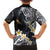 Polynesian Tribal Tattoo Family Matching Tank Maxi Dress and Hawaiian Shirt Plumeria Black Gold Marble Pattern