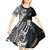 Polynesian Tribal Tattoo Kid Short Sleeve Dress Plumeria Black Gold Marble Pattern