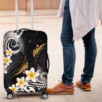 Polynesian Tribal Tattoo Luggage Cover Plumeria Black Gold Marble Pattern LT9 Black - Polynesian Pride