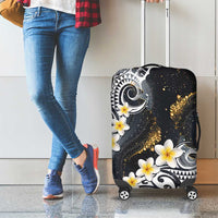 Polynesian Tribal Tattoo Luggage Cover Plumeria Black Gold Marble Pattern LT9 - Polynesian Pride