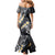 Polynesian Tribal Tattoo Mermaid Dress Plumeria Black Gold Marble Pattern