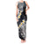 Polynesian Tribal Tattoo Tank Maxi Dress Plumeria Black Gold Marble Pattern