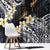 Polynesian Tribal Tattoo Window Curtain Plumeria Black Gold Marble Pattern
