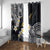 Polynesian Tribal Tattoo Window Curtain Plumeria Black Gold Marble Pattern
