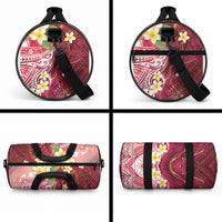 Polynesian Tribal Tattoo Duffle Bag Plumeria Blood Red and Gold Marble Pattern LT9 - Polynesian Pride