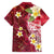 Polynesian Tribal Tattoo Family Matching Long Sleeve Bodycon Dress and Hawaiian Shirt Plumeria Blood Red and Gold Marble Pattern
