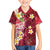 Polynesian Tribal Tattoo Family Matching Long Sleeve Bodycon Dress and Hawaiian Shirt Plumeria Blood Red and Gold Marble Pattern