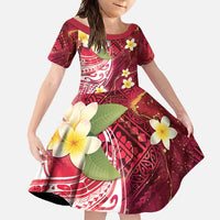 Polynesian Tribal Tattoo Family Matching Tank Maxi Dress and Hawaiian Shirt Plumeria Blood Red and Gold Marble Pattern