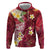 Polynesian Tribal Tattoo Hoodie Plumeria Blood Red and Gold Marble Pattern