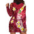 Polynesian Tribal Tattoo Hoodie Dress Plumeria Blood Red and Gold Marble Pattern