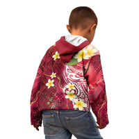 Polynesian Tribal Tattoo Kid Hoodie Plumeria Blood Red and Gold Marble Pattern