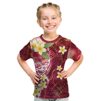 Polynesian Tribal Tattoo Kid T Shirt Plumeria Blood Red and Gold Marble Pattern