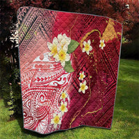 Polynesian Tribal Tattoo Quilt Plumeria Blood Red and Gold Marble Pattern LT9 - Polynesian Pride