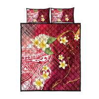 Polynesian Tribal Tattoo Quilt Bed Set Plumeria Blood Red and Gold Marble Pattern LT9 - Polynesian Pride
