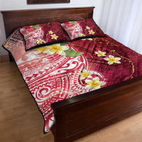 Polynesian Tribal Tattoo Quilt Bed Set Plumeria Blood Red and Gold Marble Pattern LT9 - Polynesian Pride