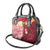 Polynesian Tribal Tattoo Shoulder Handbag Plumeria Blood Red and Gold Marble Pattern