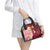 Polynesian Tribal Tattoo Shoulder Handbag Plumeria Blood Red and Gold Marble Pattern