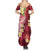 Polynesian Tribal Tattoo Summer Maxi Dress Plumeria Blood Red and Gold Marble Pattern