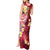 Polynesian Tribal Tattoo Tank Maxi Dress Plumeria Blood Red and Gold Marble Pattern