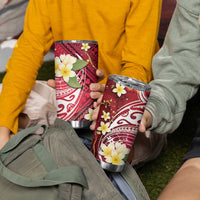 Polynesian Tribal Tattoo Tumbler Cup Plumeria Blood Red and Gold Marble Pattern