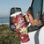Polynesian Tribal Tattoo Tumbler With Handle Plumeria Blood Red and Gold Marble Pattern