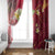 Polynesian Tribal Tattoo Window Curtain Plumeria Blood Red and Gold Marble Pattern