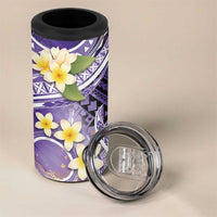 Polynesian Tribal Tattoo 4 in 1 Can Cooler Tumbler Plumeria Purple Marble Pattern