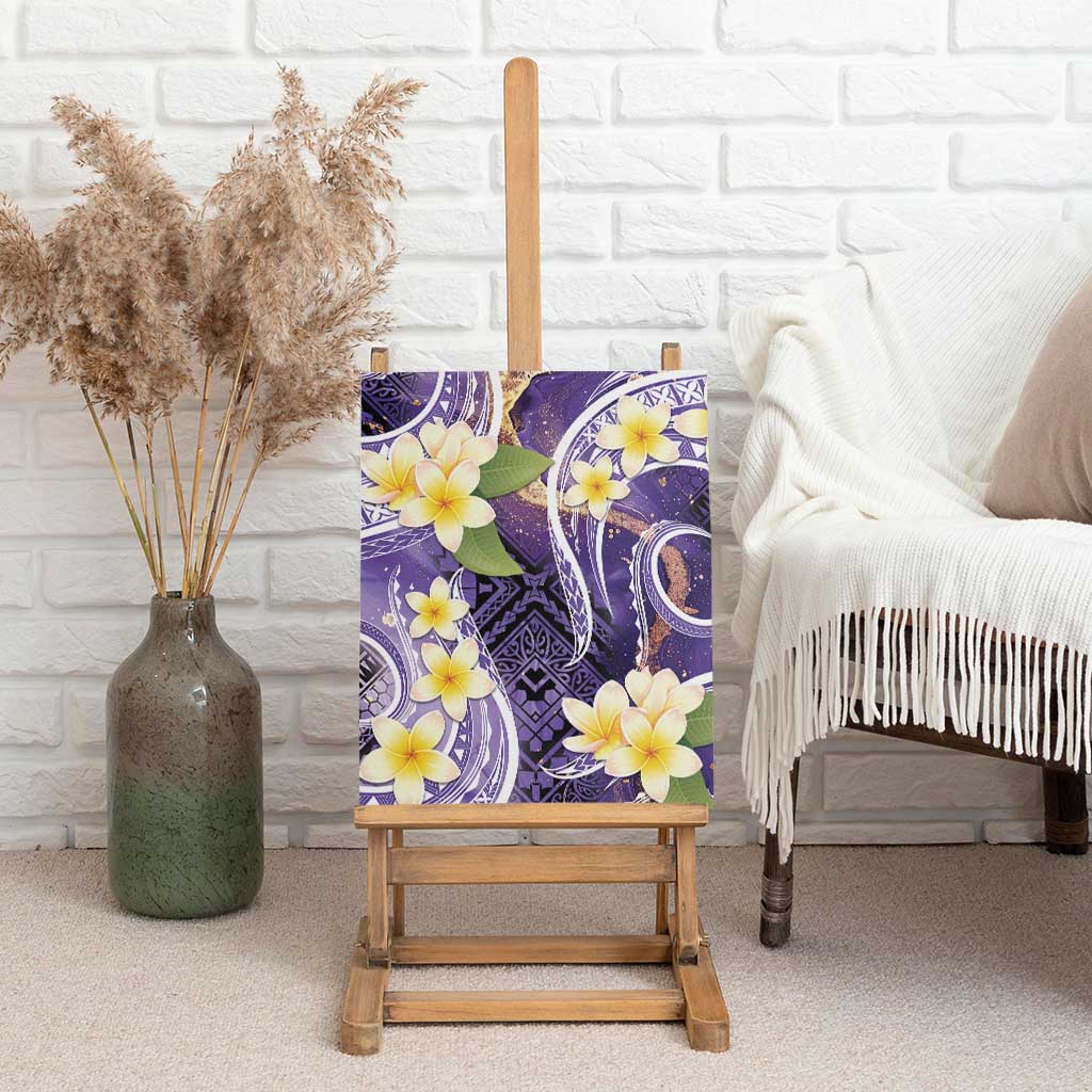Polynesian Tribal Tattoo Canvas Wall Art Plumeria Purple Marble Pattern