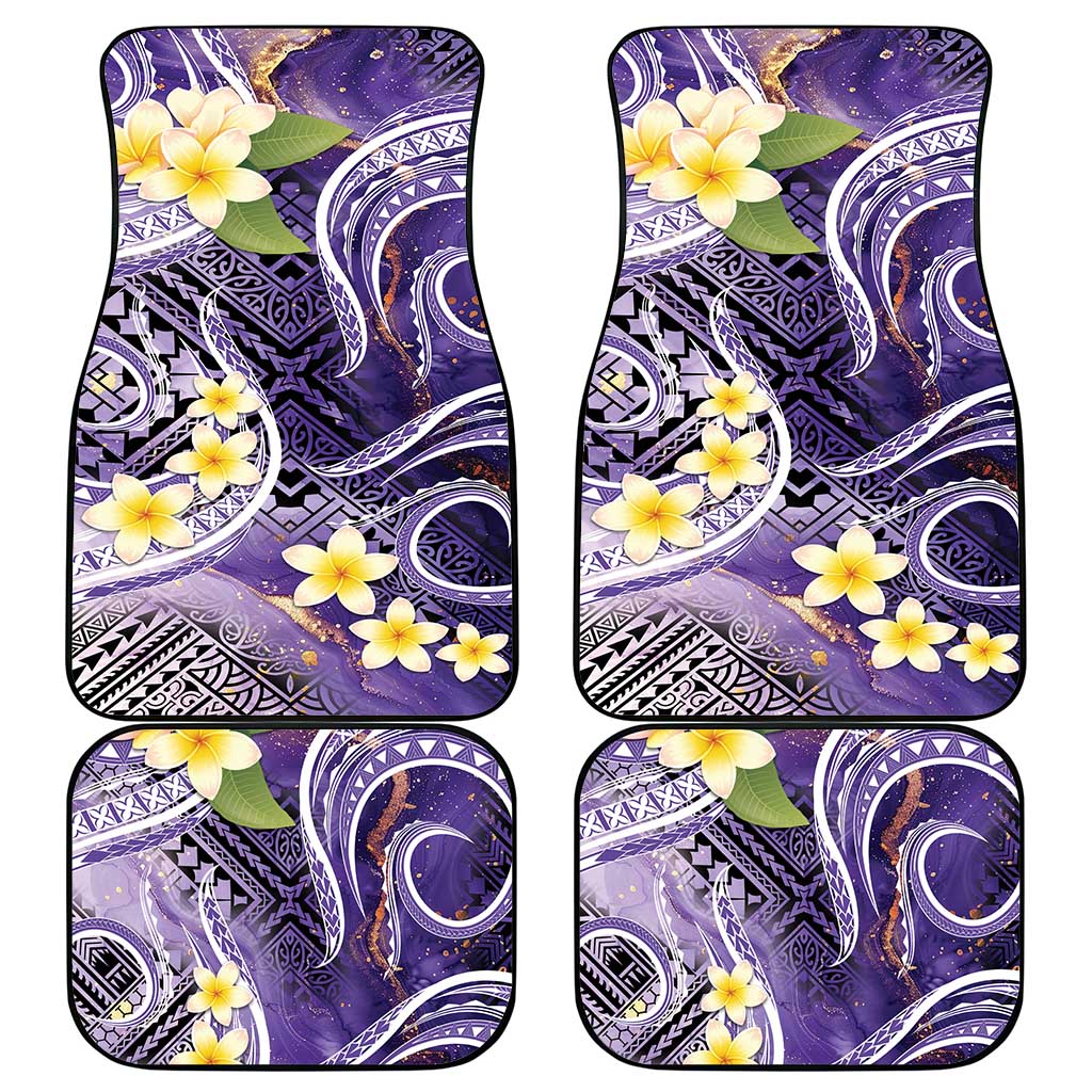Polynesian Tribal Tattoo Car Mats Plumeria Purple Marble Pattern