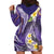 Polynesian Tribal Tattoo Hoodie Dress Plumeria Purple Marble Pattern