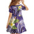 Polynesian Tribal Tattoo Kid Short Sleeve Dress Plumeria Purple Marble Pattern