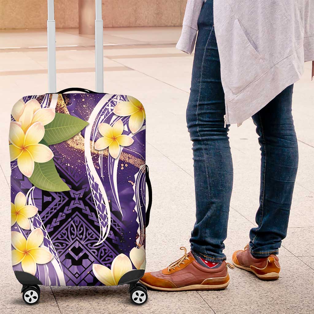 Polynesian Tribal Tattoo Luggage Cover Plumeria Purple Marble Pattern LT9 Purple - Polynesian Pride