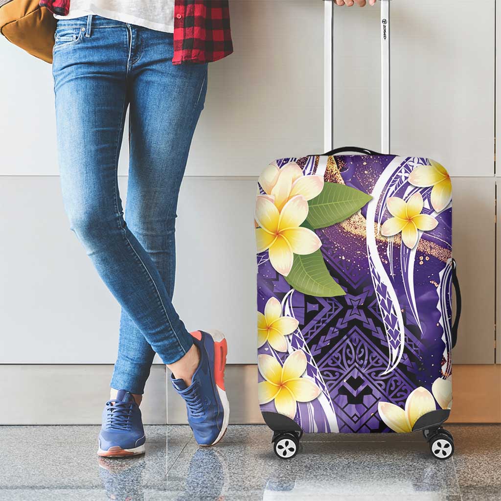 Polynesian Tribal Tattoo Luggage Cover Plumeria Purple Marble Pattern LT9 - Polynesian Pride