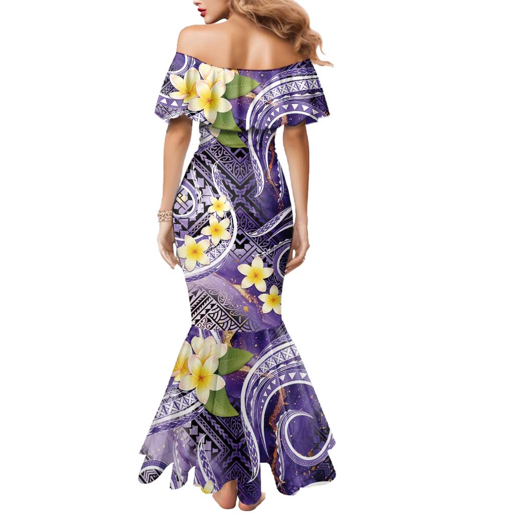 Polynesian Tribal Tattoo Mermaid Dress Plumeria Purple Marble Pattern LT9 - Polynesian Pride