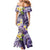 Polynesian Tribal Tattoo Mermaid Dress Plumeria Purple Marble Pattern