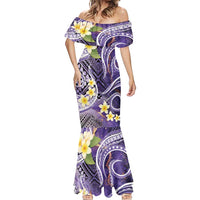 Polynesian Tribal Tattoo Mermaid Dress Plumeria Purple Marble Pattern LT9 - Polynesian Pride
