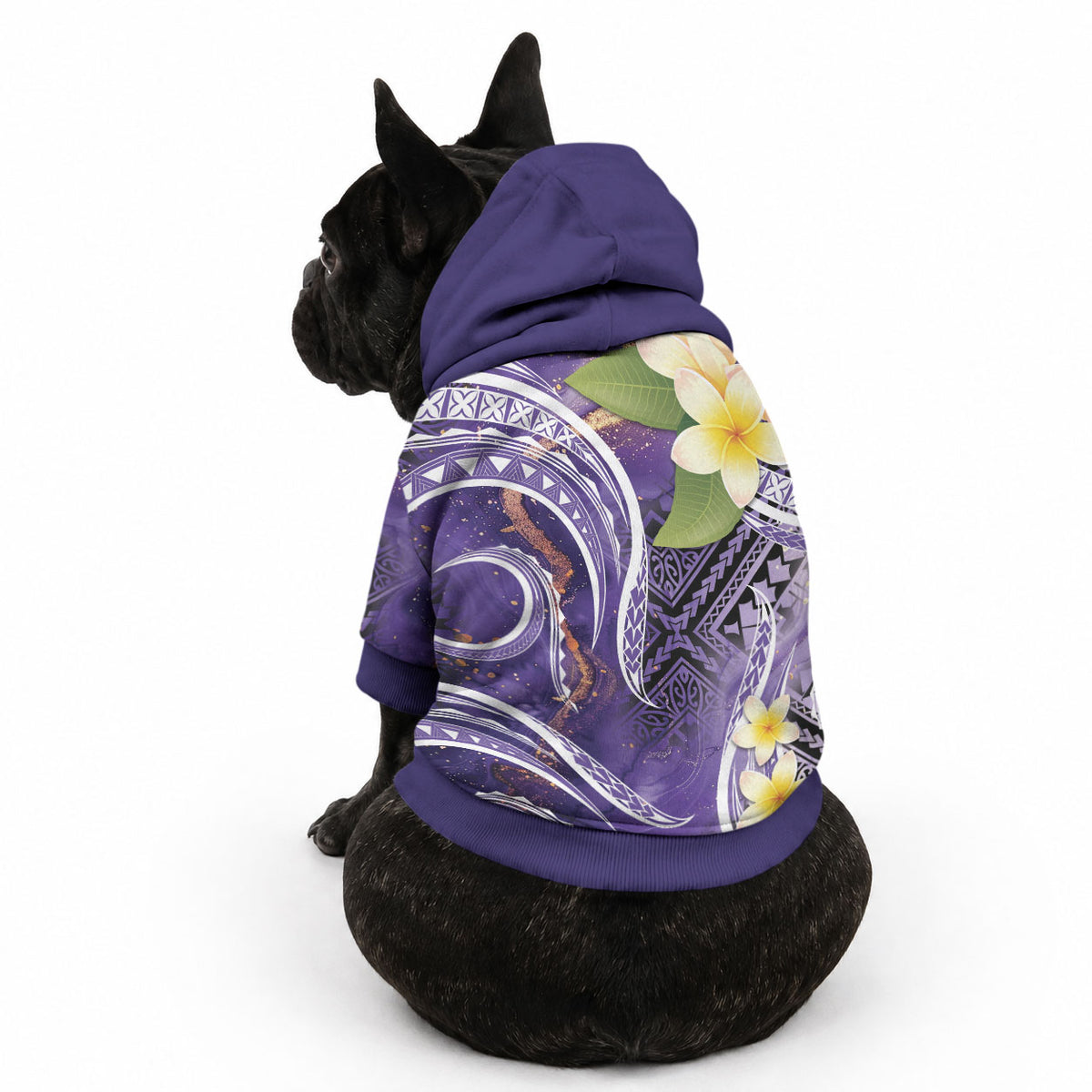 Polynesian Tribal Tattoo Pet Hoodie Plumeria Purple Marble Pattern LT9 - Polynesian Pride