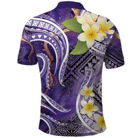 Polynesian Tribal Tattoo Polo Shirt Plumeria Purple Marble Pattern