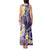 Polynesian Tribal Tattoo Tank Maxi Dress Plumeria Purple Marble Pattern