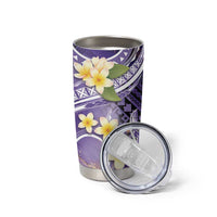 Polynesian Tribal Tattoo Tumbler Cup Plumeria Purple Marble Pattern