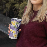 Polynesian Tribal Tattoo Tumbler Cup Plumeria Purple Marble Pattern