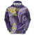 Polynesian Tribal Tattoo Zip Hoodie Plumeria Purple Marble Pattern