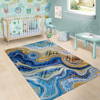 Polynesian Tribal Tattoo Area Rug Swirling Ocean Marble Pattern