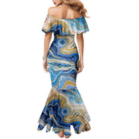 Polynesian Tribal Tattoo Family Matching Mermaid Dress and Hawaiian Shirt Swirling Ocean Marble Pattern